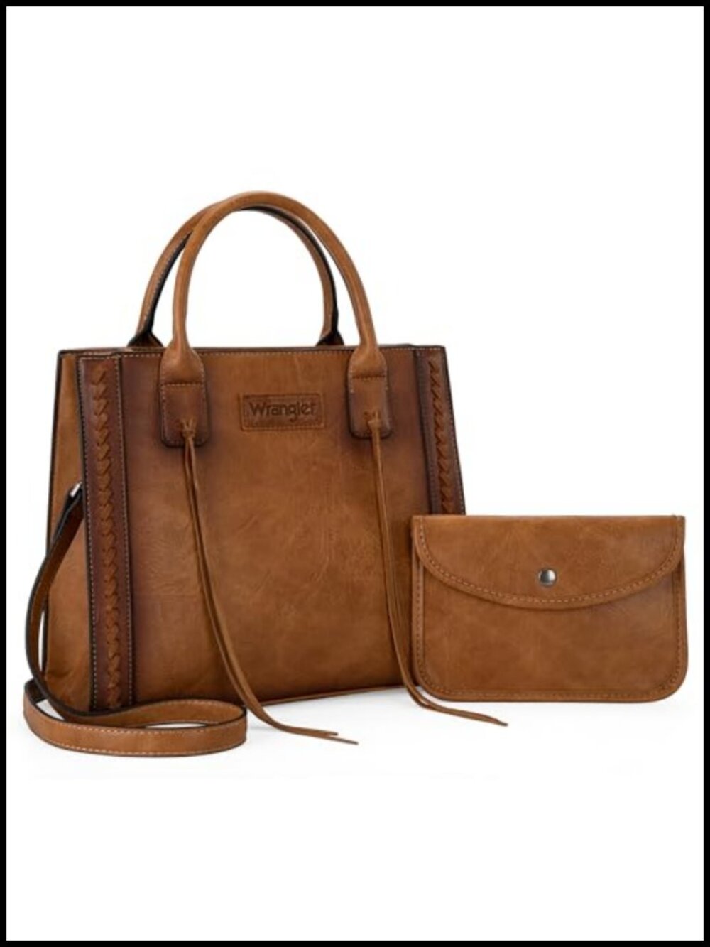 Wrangler Tote Bag Vegan Leather Satchel Whipstitch Tassel Western Handbag
